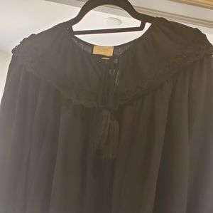 Black ruffle Jones Blouse. Size Large